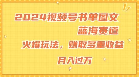 2024视频号书单图文蓝海赛道，火爆玩法，赚取多重收益，小白轻松上手，月入上万【揭秘】-沧海聊项目