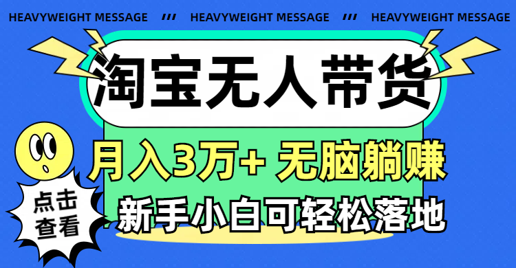 （11574期）淘宝无人带货3.0高收益玩法，月入3万+，无脑躺赚，新手小白可落地实操-沧海聊项目