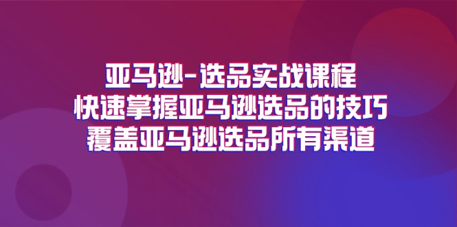 (11620期)亚马逊-选品实战课程,快速掌握亚马逊选品的技巧,覆盖亚马逊选品所有渠道-沧海聊项目