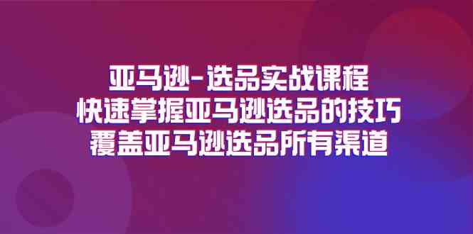 亚马逊选品实战课程，快速掌握亚马逊选品的技巧，覆盖亚马逊选品所有渠道-沧海聊项目