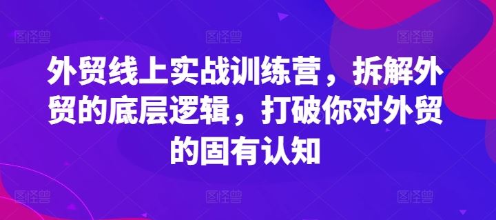 外贸线上实战训练营,拆解外贸的底层逻辑,打破你对外贸的固有认知-沧海聊项目
