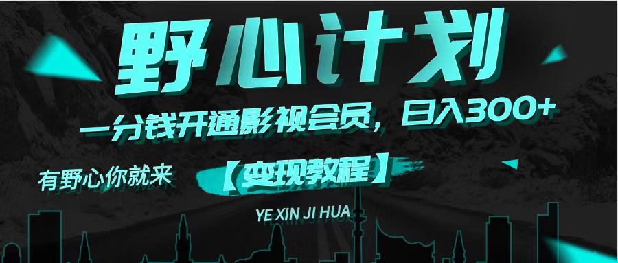 （11860期）《野心计划》一分钱卖影视会员，日入300+-沧海聊项目