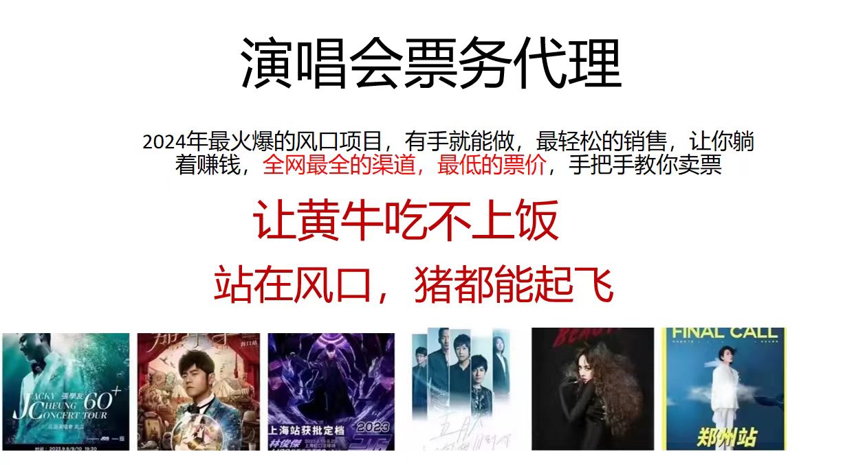 （11863期）演唱会全网最低票务代理，小白一分钟上手，手把手教你卖票，日入2000+…-沧海聊项目