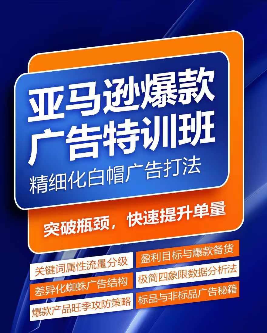 亚马逊爆款广告特训班,快速掌握亚马逊关键词库搭建方法,有效优化广告数据并提升旺季销量-沧海聊项目