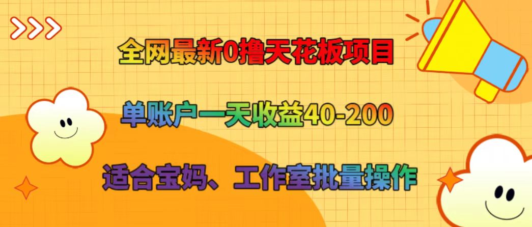 全网最新0撸天花板项目 单账户一天收益40-200 适合宝妈、工作室批量操作-沧海聊项目