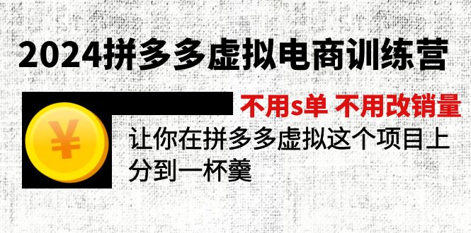（12024期）2024拼多多虚拟电商训练营 不s单 不改销量  做虚拟项目分一杯羹(更新10节)-沧海聊项目