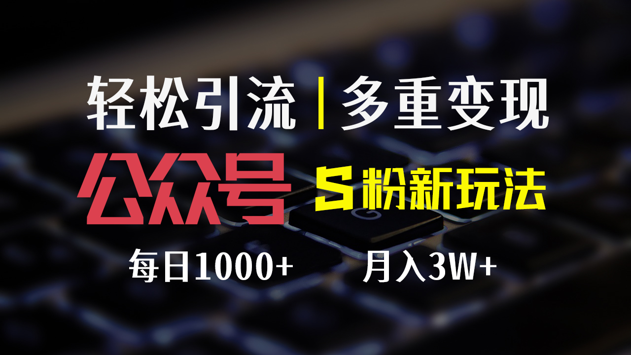 （12073期）公众号S粉新玩法，简单操作、多重变现，每日收益1000+-沧海聊项目