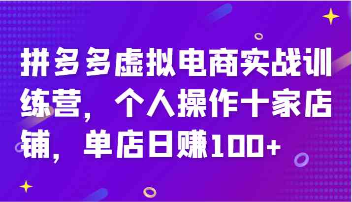 拼多多虚拟电商实战训练营，个人操作十家店铺，单店日赚100+-沧海聊项目