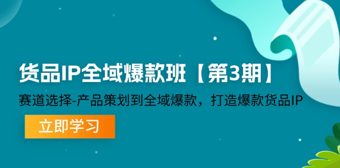 货品IP全域爆款班【第3期】赛道选择、产品策划到全域爆款，打造爆款货品IP-沧海聊项目