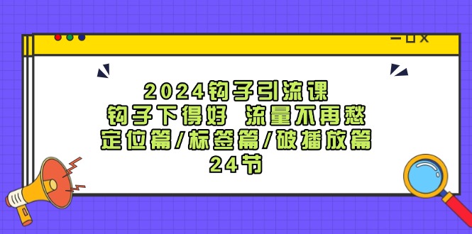 2024钩子引流课：钩子下得好流量不再愁，定位篇/标签篇/破播放篇/24节-沧海聊项目