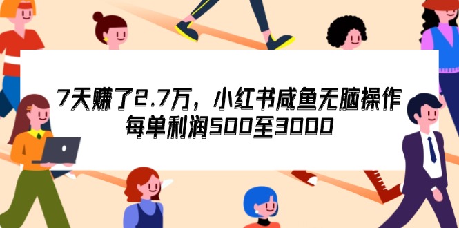 （12192期）7天收了2.7万，小红书咸鱼无脑操作，每单利润500至3000-沧海聊项目