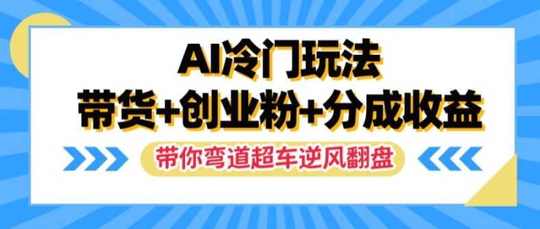 AI冷门玩法，带货+创业粉+分成收益，带你弯道超车，实现逆风翻盘【揭秘】-沧海聊项目