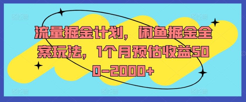 流量掘金计划，闲鱼掘金全案玩法，1个月预估收益500-2000+-沧海聊项目