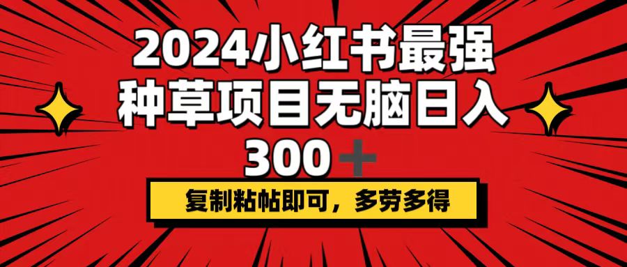 （12336期）2024小红书最强种草项目，无脑日入300+，复制粘帖即可，多劳多得-沧海聊项目