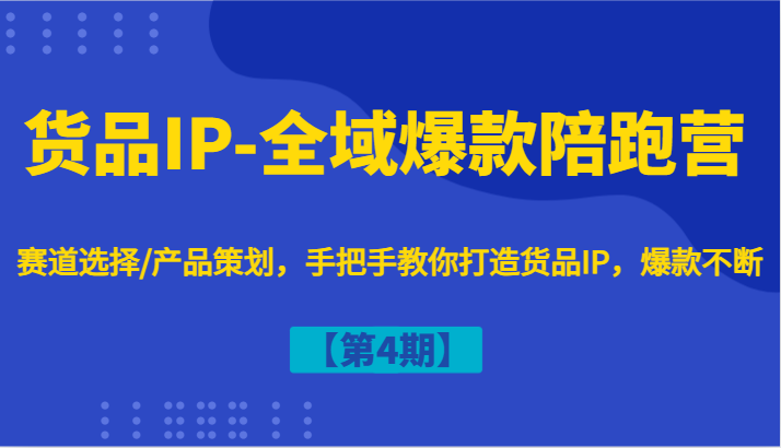 货品IP-全域爆款陪跑营【第4期】赛道选择/产品策划，手把手教你打造货品IP，爆款不断-沧海聊项目