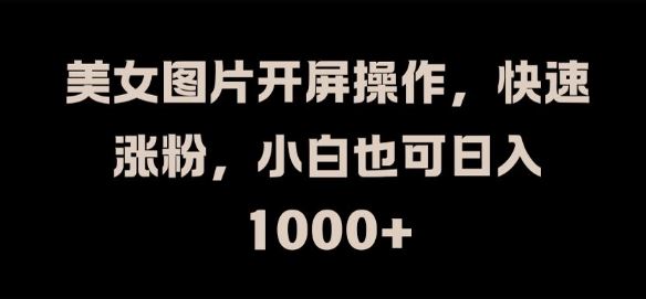 美女图片开屏操作，快速涨粉，小白也可日入1k【揭秘】-沧海聊项目
