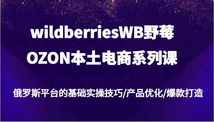 wildberriesWB野莓/OZON本土电商系列课，俄罗斯平台的基础实操技巧/产品优化/爆款打造-沧海聊项目
