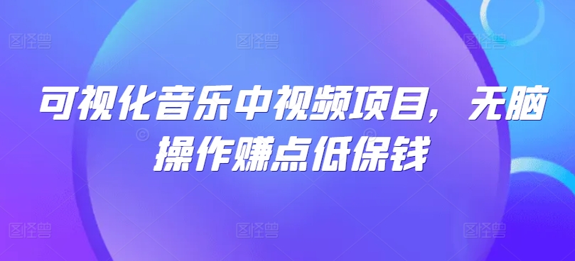 可视化音乐中视频项目，无脑操作赚点低保钱-沧海聊项目