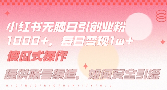 小红书无脑每日引流创业粉500+，小白每天只花半小时，躺赚长尾收益【揭秘】-沧海聊项目
