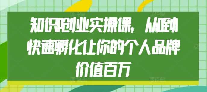 知识IP创业实操课，从0到1快速孵化让你的个人品牌价值百万-沧海聊项目