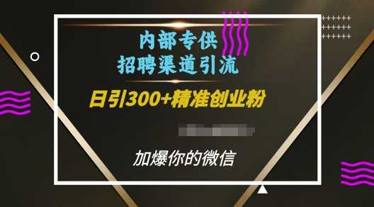 内部招聘渠道日引流300+创业粉，加爆你的微信【揭秘】-沧海聊项目