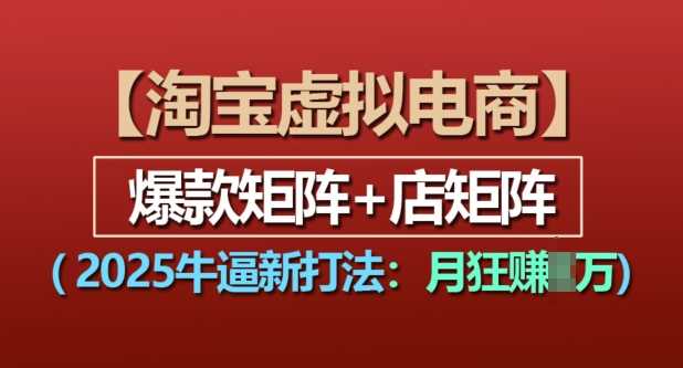 淘宝虚拟电商，2025牛逼新打法：爆款矩阵+店矩阵，月入过万-沧海聊项目