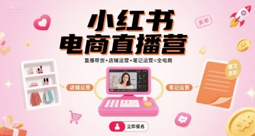 小红书电商直播营，直播带货+店铺运营+笔记运营=全电商-沧海聊项目