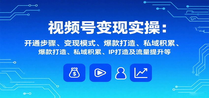 视频号变现实操，含开通步骤、变现模式、爆款打造、私域积累、IP打造及流量提升等-沧海聊项目