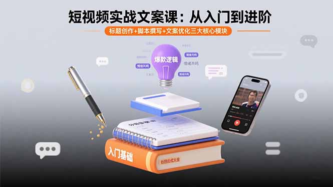 短视频实战文案课：从入门到进阶 标题创作+脚本撰写+文案优化三大核心模块-沧海聊项目