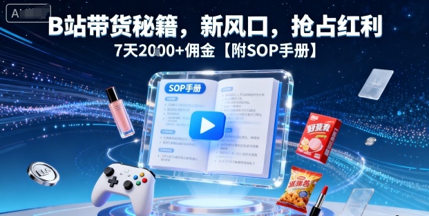 B站带货秘籍，新风口，抢占红利，7天2k+佣金【附SOP手册】-沧海聊项目