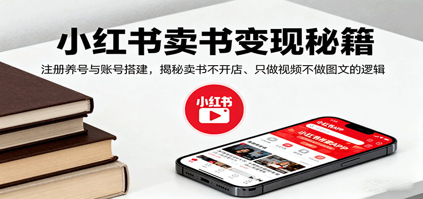 小红书卖书变现秘籍，注册养号与账号搭建，揭秘卖书不开店、只做视频不做图文的逻辑-沧海聊项目