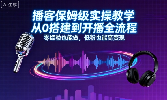 播客保姆级实操教学，从0搭建到开播全流程，零经验也能做，低粉也能高变现-沧海聊项目