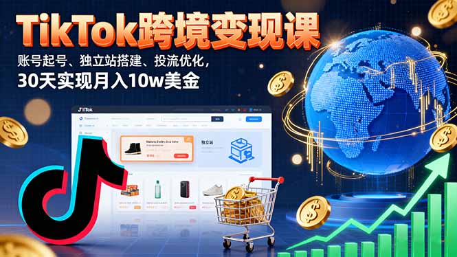 TikTok跨境变现课：账号起号、独立站搭建、投流优化，30天实现月入10w美金-沧海聊项目