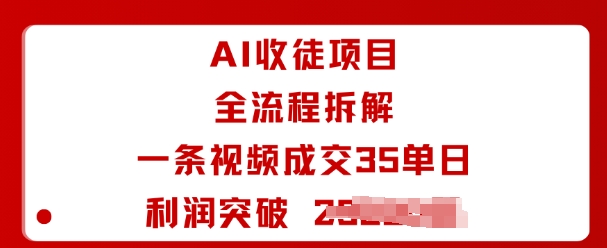 AI收徒项目全流程拆解一条视频成交35单日利润突破1k+-沧海聊项目