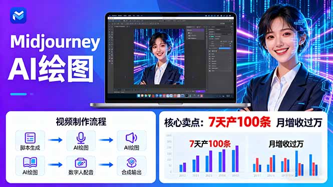 AI绘图照片开口说话视频制作：Midjourney+数字人，7天产100条月增收过万-沧海聊项目