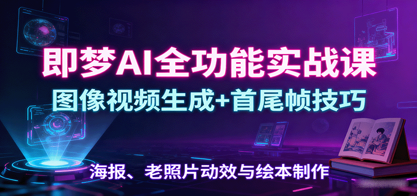 即梦AI全功能实战课：图像视频生成+首尾帧技巧，海报、老照片动效与绘本制作-沧海聊项目