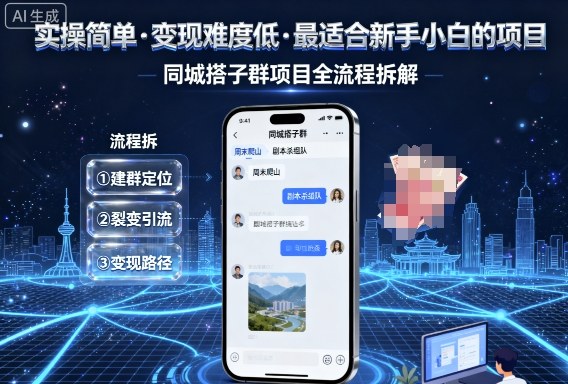 实操简单，变现难度低，最适合新手小白做的项目，每天轻松收入3张，同城搭子群项目全流程拆解-沧海聊项目