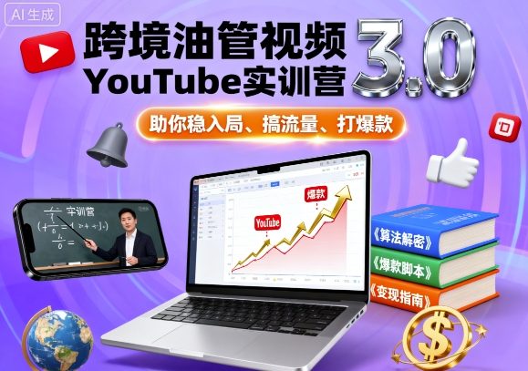跨境油管视频YouTube实训营3.0，助你稳入局、搞流量、打爆款-沧海聊项目