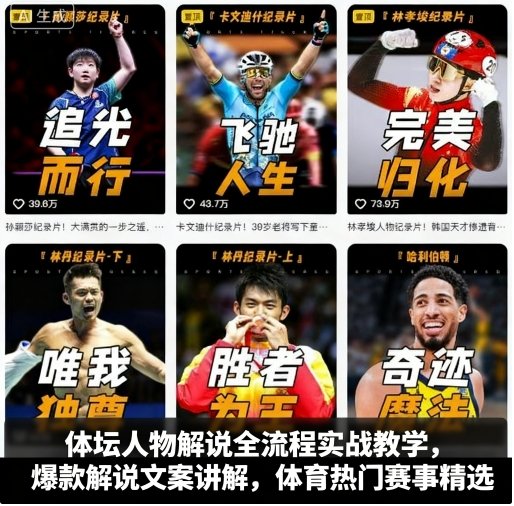 体坛人物解说全流程实战教学，爆款解说文案讲解，体育热门赛事精选-沧海聊项目