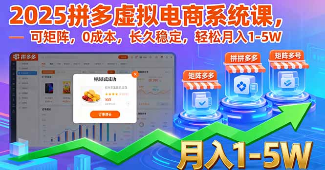 2025拼多多虚拟电商系统课，可矩阵，0成本，长久稳定，轻松月入1-5W-沧海聊项目