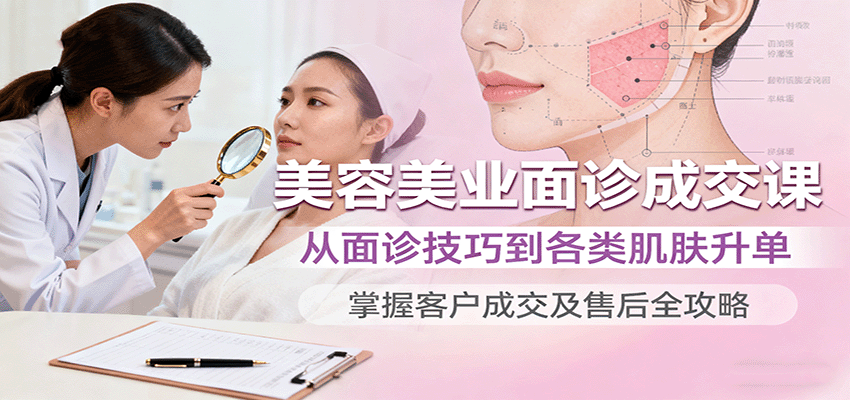 美容美业面诊成交课，从面诊技巧到各类肌肤升单，掌握客户成交及售后全攻略-沧海聊项目