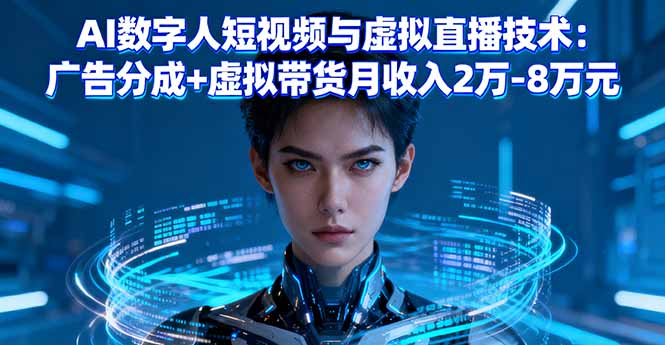 AI数字人短视频与虚拟直播技术：广告分成+虚拟带货月收入2万-8万元-沧海聊项目