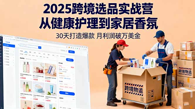 2025跨境选品实战营：从健康护理到家居香氛，30天打造爆款,月利润破万美金-沧海聊项目