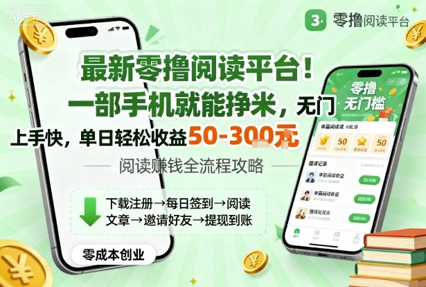 最新零撸阅读平台！一部手机就能挣米，无门槛上手快，单日轻松收益50-3张【揭秘】-沧海聊项目