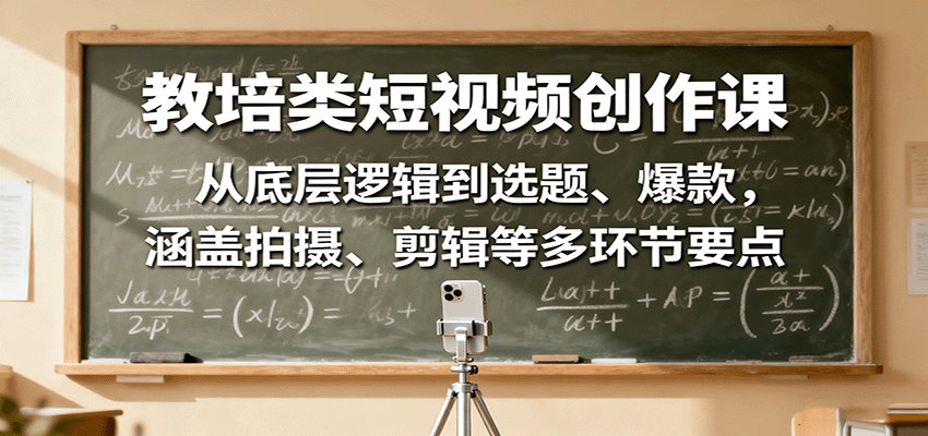 教培类短视频创作课：从底层逻辑到选题、爆款，涵盖拍摄、剪辑等多环节要点-沧海聊项目