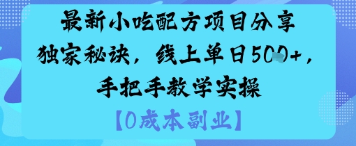 最新小吃配方项目分享独家秘诀，线上单日5张，手把手教学实操-沧海聊项目