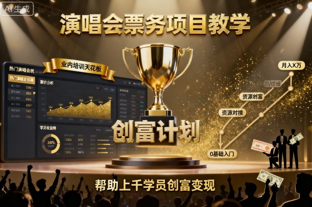 演唱会票务项目教学，业内培训天花板，帮助上千学员创富变现(更新)-沧海聊项目