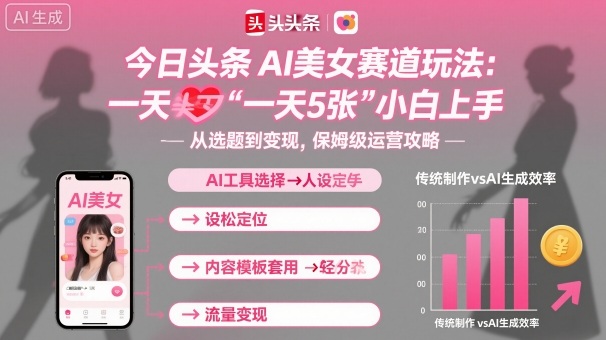 今日头条AI美女赛道玩法，一天轻松5张，小白轻松上手-沧海聊项目