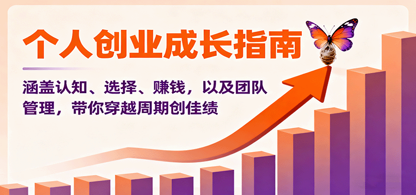 个人创业成长指南：涵盖认知、选择、赚钱，以及团队管理，带你穿越周期创佳绩-沧海聊项目