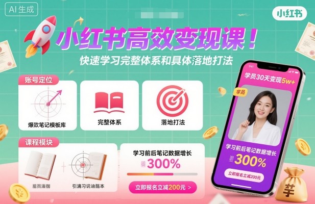 小红书高效变现课，快速学习小红书完整体系和具体落地打法-沧海聊项目